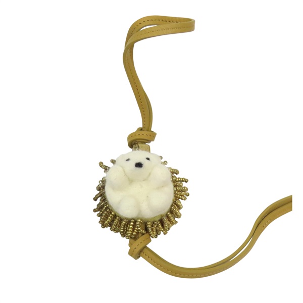 白/卡其色 羊絨 刺蝟 吊飾 (掉色)【LOEWE 羅威】