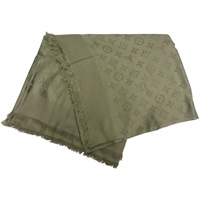 綠色 絲綢 羊絨 披肩 圍巾【LOUIS VUITTON LV 路易威登】