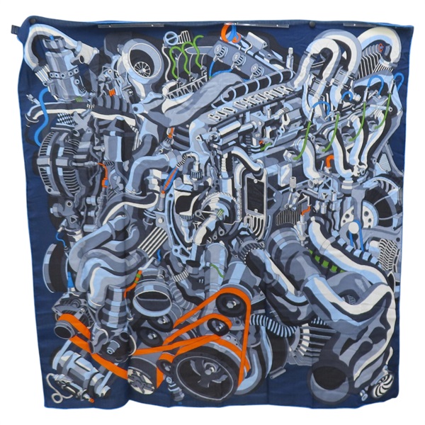 藍色 喀什米爾 真絲 絲巾 140*140【HERMES 愛馬仕】