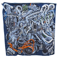 藍色 喀什米爾 真絲 絲巾 140*140【HERMES 愛馬仕】