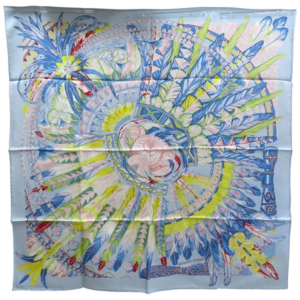藍色 Danse Pacifique 絲綢 絲巾 90*90【HERMES 愛馬仕】