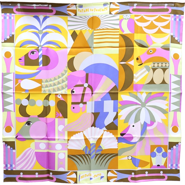 多色 Parade en Fanfare 絲綢 絲巾 90*90【HERMES 愛馬仕】