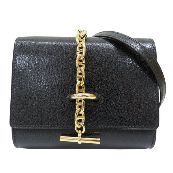 黑色 山羊皮 肩背包 W刻【HERMES 愛馬仕】