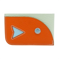 罌粟花橘色/海藍色 Mysore山羊皮 Poisson 名片夾 B刻 【HERMES 愛馬仕】