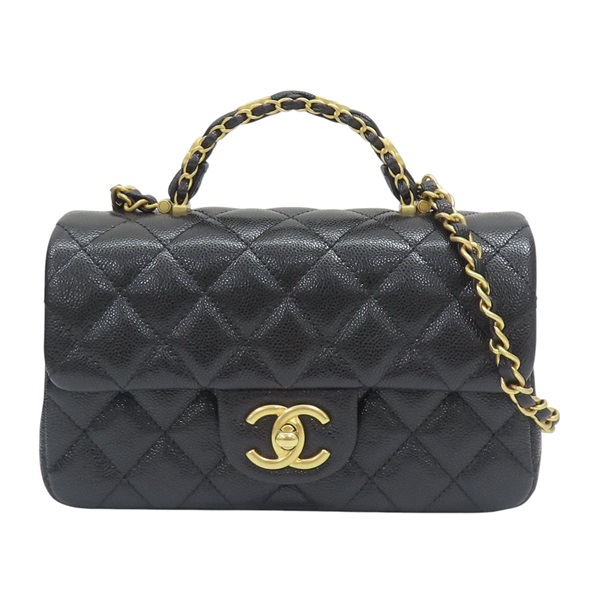 黑色 菱格紋牛皮 Top Handle 兩用包 【CHANEL 香奈兒】 AS5701