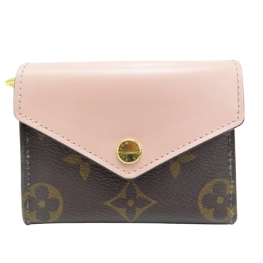 棕色 原花帆布 粉色牛皮 Zoe 三折短夾 M62933【LOUIS VUITTON LV 路易威登】 M62933