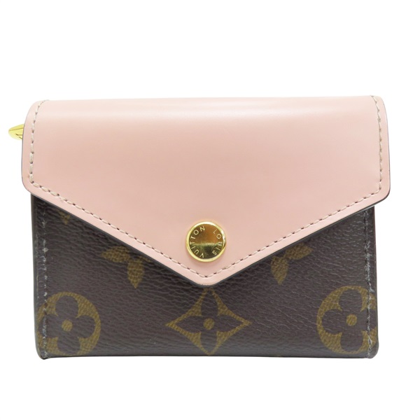 棕色 原花帆布 粉色牛皮 Zoe 三折短夾 M62933【LOUIS VUITTON LV 路易威登】 M62933