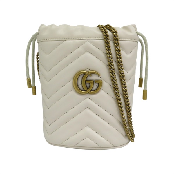白色羊皮 GG Marmont 水桶包 肩背包 575163【GUCCI 古馳】 575163