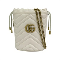 白色羊皮 GG Marmont 水桶包 肩背包 575163【GUCCI 古馳】 575163