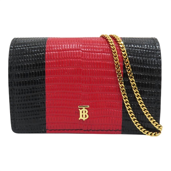 紅/黑色 牛皮 Mini 肩背包【BURBERRY 巴寶莉】