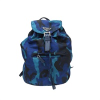 藍色 迷彩 尼龍 後背包【PRADA 普拉達】