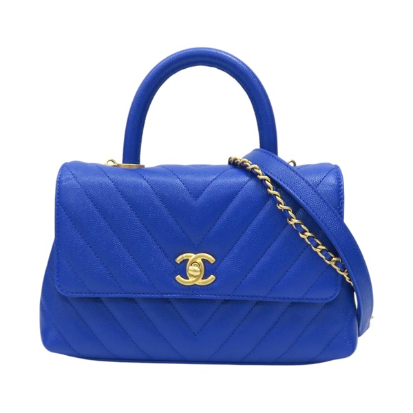 藍色 牛皮 菱格紋 COCO HANDLE 24 兩用包【CHANEL 香奈兒】 A92990