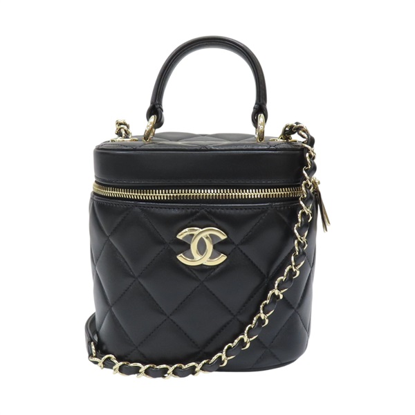 黑色 羊皮 菱格紋 Trendy cosmetic case 鍊帶 化妝包 肩背包【CHANEL 香奈兒】