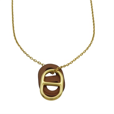 金色鍍金 Swift牛皮 O′Maillon 豬鼻子項鍊【HERMES 愛馬仕】