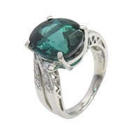 Pt900鉑金 綠碧璽 鑽石 戒指【JEWELRY 無品牌珠寶】 tourmaline 10.4g