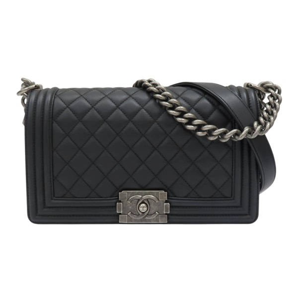 黑色 菱格紋 羊革 Boy 25 鍊帶 肩背包【CHANEL 香奈兒】 A67086