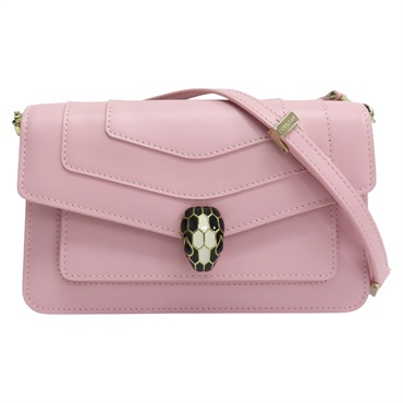 粉色牛皮 蛇頭包 Serpenti Forever East-West 肩背包【BVLGARI 寶格麗】