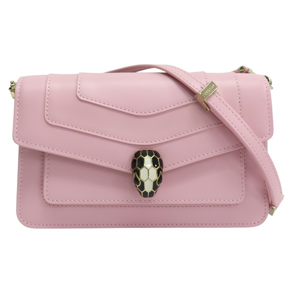 粉色牛皮 蛇頭包 Serpenti Forever East-West 肩背包【BVLGARI 寶格麗】