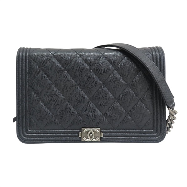 黑色 荔枝紋牛皮 肩背包【CHANEL 香奈兒】