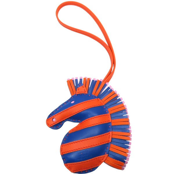 藍/橘色 牛皮 Gee 馬頭 掛飾 Z刻【HERMES 愛馬仕】