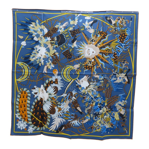 藍色 絲綢 方巾 90*90【HERMES 愛馬仕】