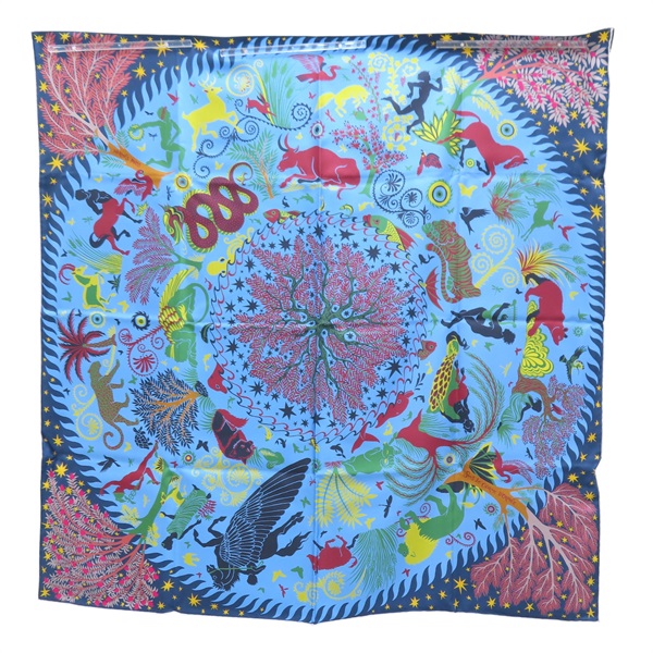 藍色 絲綢 方巾 90*90【HERMES 愛馬仕】