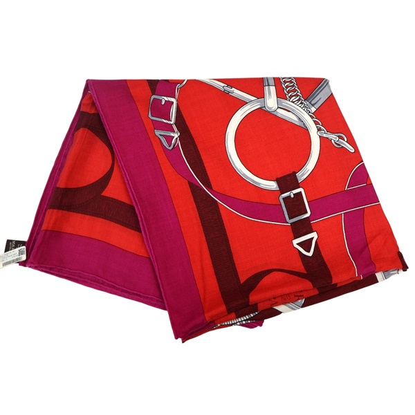 紅色 喀什米爾 真絲 方巾【HERMES 愛馬仕】