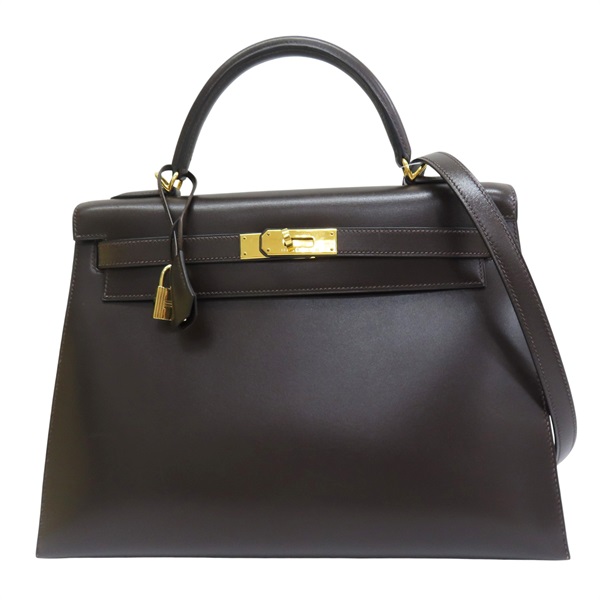 巧克力色 Box牛皮 Kelly 32 凱莉包 兩用包 口D刻 金釦【HERMES 愛馬仕】