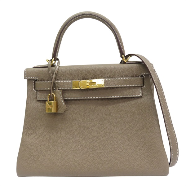 大象灰 TOGO牛皮 Kelly 28 凱莉包 兩用包 Y刻 金扣【HERMES 愛馬仕】