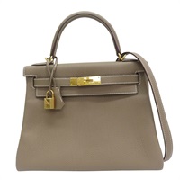 大象灰 TOGO牛皮 Kelly 28 凱莉包 兩用包 Y刻 金扣【HERMES 愛馬仕】