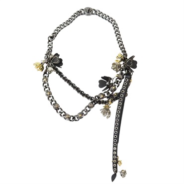 黑色 鍍金 Tea Rose 項鏈【COACH 寇馳】