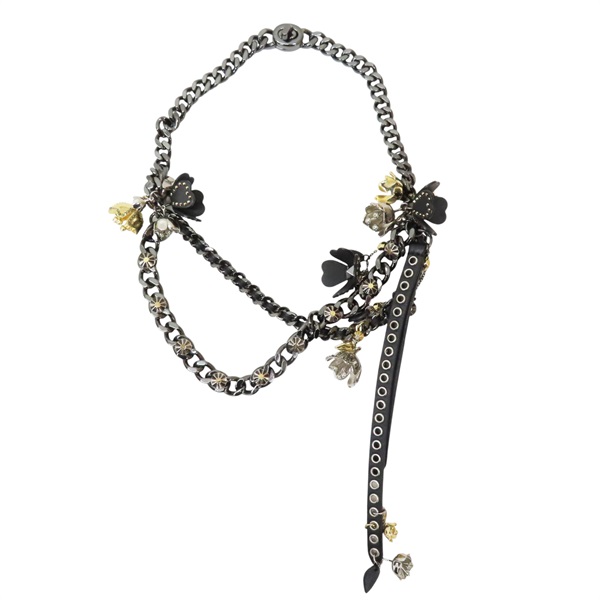 黑色 鍍金 Tea Rose 項鏈【COACH 寇馳】