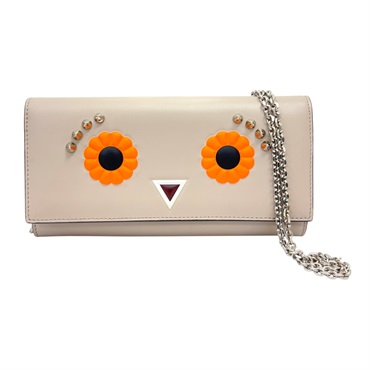 灰色 牛皮 鍊帶 Hypnoteyes 長夾【FENDI 芬迪】 8M0365