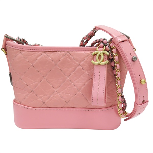粉色牛皮 Gabrielle small 流浪包 肩背包【CHANEL 香奈兒】 A91810