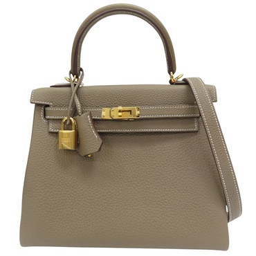 大象灰 TOGO牛皮 KELLY 25 凱莉包 兩用包 B刻 金釦【HERMES 愛馬仕】