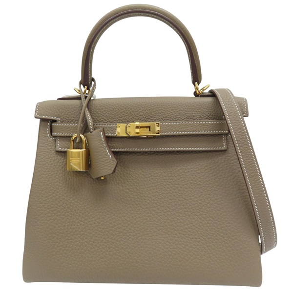 大象灰 TOGO牛皮 KELLY 25 凱莉包 兩用包 B刻 金釦【HERMES 愛馬仕】