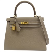 大象灰 TOGO牛皮 KELLY 25 凱莉包 兩用包 B刻 金釦【HERMES 愛馬仕】