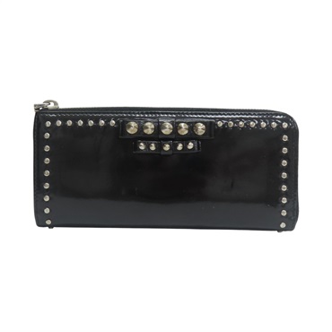 黑色 牛皮 拉鍊長夾【MIU MIU 繆繆】