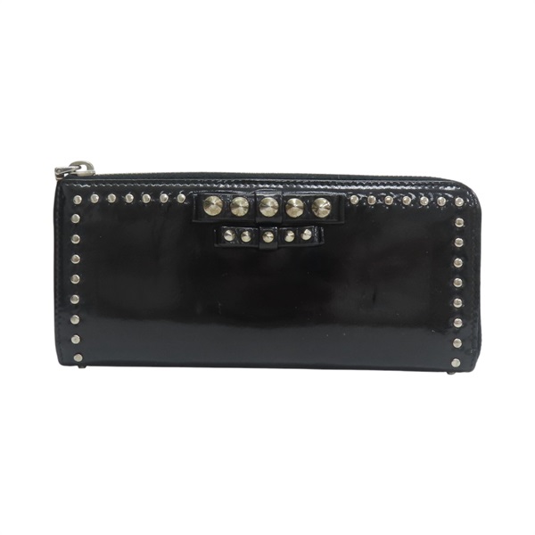 黑色 牛皮 拉鍊長夾【MIU MIU 繆繆】