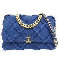 藍色 單寧布 19 36cm 鏈帶 肩背包【CHANEL 香奈兒】
