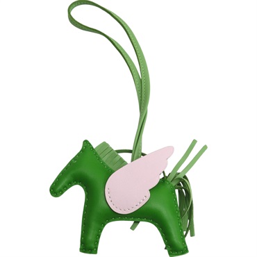 綠/粉色 羊皮 Rodeo Pegase PM小馬 吊飾 B刻【HERMES 愛馬仕】