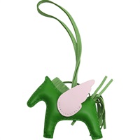 綠/粉色 羊皮 Rodeo Pegase PM小馬 吊飾 B刻【HERMES 愛馬仕】