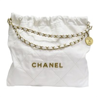 白色 牛皮 22 鍊帶 肩背包 金扣【CHANEL 香奈兒】 AS3261