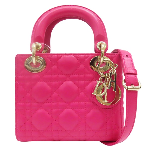 桃紅色 羊皮 Mini Lady Dior 兩用包【Dior 迪奧】