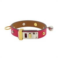 紅色 Swift牛皮 鍍金 Mini Dog Clous Ronds 手環【HERMES 愛馬仕】