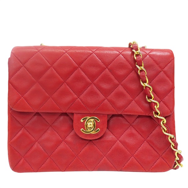 紅色 羊皮 鍊帶 肩背包 金釦【CHANEL 香奈兒】