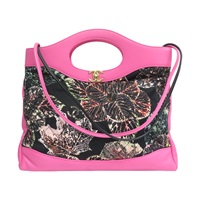 粉色牛皮 黑色印花帆布 31包 肩背包【CHANEL 香奈兒】