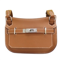金棕色 Evercolor牛皮 Mini Jypsiere 肩背包 W刻 銀扣【HERMES 愛馬仕】