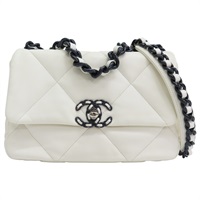 白色 羊皮 19包 26cm 鍊帶 肩背包【CHANEL 香奈兒】 AS1160