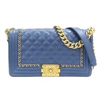 藍色 牛皮 Boy25 金鏈 肩背包 A67086【CHANEL 香奈兒】 A67086
